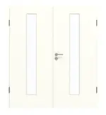 Frontansicht von GARANT Doppelflügeltür inkl. Zarge U11026SD Kristallweiß GHK08 mit Lichtausschnitt LA-4 mittig