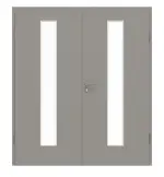Frontansicht von GARANT Doppelflügeltür inkl. Zarge U12115SD Platingrau GHK08 mit Lichtausschnitt LA-4 mittig
