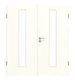 Frontansicht von GARANT Doppelflügeltür inkl. Zarge W1000ST3 Premium Weiß GHK08 mit Lichtausschnitt LA-4 mittig