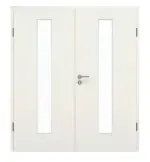 Frontansicht von GARANT Doppelflügeltür inkl. Zarge Weiß Struktur Premium CPL mit Lichtausschnitt LA-4 mittig