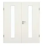 Frontansicht von GARANT Doppelflügeltür inkl. Zarge Weiß Struktur Premium GCK08 mit Lichtausschnitt LA-4 mittig