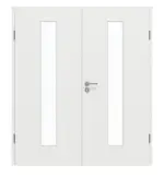 Frontansicht von GARANT Doppelflügeltür inkl. Zarge Matt Weißlack 9016 G-TEC mit Lichtausschnitt LA-4 mittig