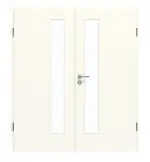 Frontansicht von GARANT Doppelflügeltür inkl. Zarge 0105-60 Pearl White CPL mit Lichtausschnitt LA-4 schlossseitig
