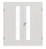 Frontansicht von GARANT Doppelflügeltür inkl. Zarge 0160-60 Silver Grey CPL mit Lichtausschnitt LA-4 schlossseitig