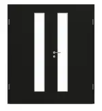 Frontansicht von GARANT Doppelflügeltür inkl. Zarge 0901-60 Black Resopal mit Lichtausschnitt LA-4 schlossseitig