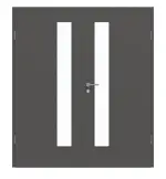 Frontansicht von GARANT Doppelflügeltür inkl. Zarge 10622-60 Ebony CPL mit Lichtausschnitt LA-4 schlossseitig