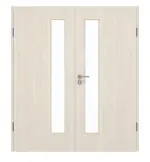 Frontansicht von GARANT Doppelflügeltür inkl. Zarge Authentic Perl GCK08 mit Lichtausschnitt LA-4 schlossseitig