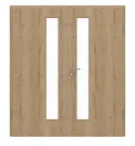 Frontansicht von GARANT Doppelflügeltür inkl. Zarge Authentic Risseiche CPL mit Lichtausschnitt LA-4 schlossseitig