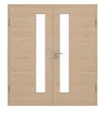 Frontansicht von GARANT Doppelflügeltür inkl. Zarge Quer Authentic Achat CPL mit Lichtausschnitt LA-4 schlossseitig