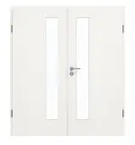 Frontansicht von GARANT Doppelflügeltür inkl. Zarge Quer Authentic Bianco GCK08 mit Lichtausschnitt LA-4 schlossseitig