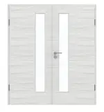 Frontansicht von GARANT Doppelflügeltür inkl. Zarge Quer Authentic Grigio GCK08 mit Lichtausschnitt LA-4 schlossseitig