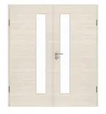 Frontansicht von GARANT Doppelflügeltür inkl. Zarge Quer Authentic Perl GCK08 mit Lichtausschnitt LA-4 schlossseitig