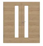 Frontansicht von GARANT Doppelflügeltür inkl. Zarge Quer Authentic Risseiche GCK08 mit Lichtausschnitt LA-4 schlossseitig