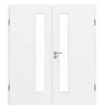 Frontansicht von GARANT Doppelflügeltür inkl. Zarge D354-60 Designer White Resopal mit Lichtausschnitt LA-4 schlossseitig
