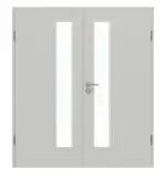 Frontansicht von GARANT Doppelflügeltür inkl. Zarge D92-60 Dove Grey Resopal mit Lichtausschnitt LA-4 schlossseitig