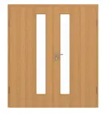 Frontansicht von GARANT Doppelflügeltür inkl. Zarge Eiche Premium CPL mit Lichtausschnitt LA-4 schlossseitig