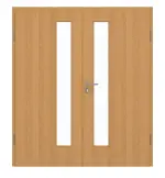 Frontansicht von GARANT Doppelflügeltür inkl. Zarge Eiche Premium GCK08 mit Lichtausschnitt LA-4 schlossseitig