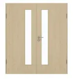 Frontansicht von GARANT Doppelflügeltür inkl. Zarge Natura Ahorn GCK08 mit Lichtausschnitt LA-4 schlossseitig