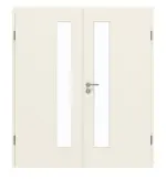 Frontansicht von GARANT Doppelflügeltür inkl. Zarge Weißlack 9010 GHK08 mit Lichtausschnitt LA-4 schlossseitig