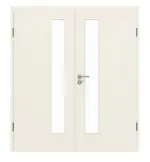 Frontansicht von GARANT Doppelflügeltür inkl. Zarge Weißlack 9010 mit Lichtausschnitt LA-4 schlossseitig