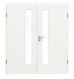 Frontansicht von GARANT Doppelflügeltür inkl. Zarge Weißlack 9016 GHK08 mit Lichtausschnitt LA-4 schlossseitig