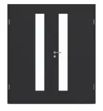 Frontansicht von GARANT Doppelflügeltür inkl. Zarge Matt RAL 9005 G-TEC mit Lichtausschnitt LA-4 schlossseitig