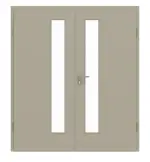 Frontansicht von GARANT Doppelflügeltür inkl. Zarge Matt Seidengrau 7044 G-TEC mit Lichtausschnitt LA-4 schlossseitig