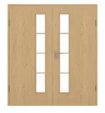 Frontansicht von GARANT Doppelflügeltür inkl. Zarge Authentic Asteiche CPL mit Lichtausschnitt LA-4 schlossseitig Sprosse SP10