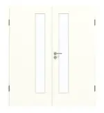 Frontansicht von GARANT Doppelflügeltür inkl. Zarge U11026SD Kristallweiß GHK08 mit Lichtausschnitt LA-4 schlossseitig