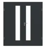 Frontansicht von GARANT Doppelflügeltür inkl. Zarge U12000SD Vulkanschwarz GHK08 mit Lichtausschnitt LA-4 schlossseitig