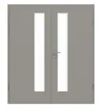 Frontansicht von GARANT Doppelflügeltür inkl. Zarge U12115SD Platingrau GHK08 mit Lichtausschnitt LA-4 schlossseitig