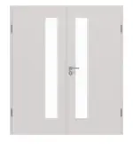 Frontansicht von GARANT Doppelflügeltür inkl. Zarge U12188SD Lichtgrau GHK08 mit Lichtausschnitt LA-4 schlossseitig