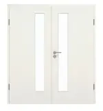 Frontansicht von GARANT Doppelflügeltür inkl. Zarge Weiß Struktur Premium CPL mit Lichtausschnitt LA-4 schlossseitig