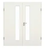 Frontansicht von GARANT Doppelflügeltür inkl. Zarge Weiß Struktur Premium GCK08 mit Lichtausschnitt LA-4 schlossseitig