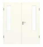 Frontansicht von GARANT Doppelflügeltür inkl. Zarge 0105-60 Pearl White CPL mit Lichtausschnitt LA-5 bandseitig