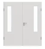 Frontansicht von GARANT Doppelflügeltür inkl. Zarge 0160-60 Silver Grey CPL mit Lichtausschnitt LA-5 bandseitig