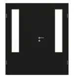 Frontansicht von GARANT Doppelflügeltür inkl. Zarge 0901-60 Black Resopal mit Lichtausschnitt LA-5 bandseitig