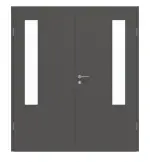 Frontansicht von GARANT Doppelflügeltür inkl. Zarge 10622-60 Ebony CPL mit Lichtausschnitt LA-5 bandseitig