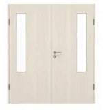 Frontansicht von GARANT Doppelflügeltür inkl. Zarge Authentic Perl CPL mit Lichtausschnitt LA-5 bandseitig