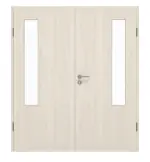 Frontansicht von GARANT Doppelflügeltür inkl. Zarge Authentic Perl GCK08 mit Lichtausschnitt LA-5 bandseitig