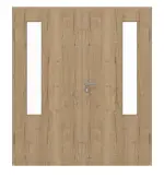 Frontansicht von GARANT Doppelflügeltür inkl. Zarge Authentic Risseiche GCK08 mit Lichtausschnitt LA-5 bandseitig