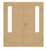 Frontansicht von GARANT Doppelflügeltür inkl. Zarge Quer Authentic Asteiche GCK08 mit Lichtausschnitt LA-5 bandseitig