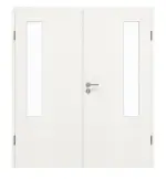 Frontansicht von GARANT Doppelflügeltür inkl. Zarge Quer Authentic Bianco CPL mit Lichtausschnitt LA-5 bandseitig