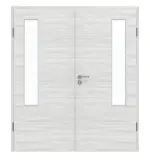 Frontansicht von GARANT Doppelflügeltür inkl. Zarge Quer Authentic Grigio GCK08 mit Lichtausschnitt LA-5 bandseitig