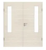 Frontansicht von GARANT Doppelflügeltür inkl. Zarge Quer Authentic Perl GCK08 mit Lichtausschnitt LA-5 bandseitig