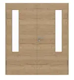 Frontansicht von GARANT Doppelflügeltür inkl. Zarge Quer Authentic Risseiche CPL mit Lichtausschnitt LA-5 bandseitig