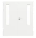 Frontansicht von GARANT Doppelflügeltür inkl. Zarge D354-60 Designer White Resopal mit Lichtausschnitt LA-5 bandseitig