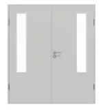 Frontansicht von GARANT Doppelflügeltür inkl. Zarge D92-60 Dove Grey Resopal mit Lichtausschnitt LA-5 bandseitig