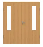 Frontansicht von GARANT Doppelflügeltür inkl. Zarge Eiche Premium CPL mit Lichtausschnitt LA-5 bandseitig