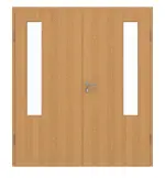 Frontansicht von GARANT Doppelflügeltür inkl. Zarge Eiche Premium GCK08 mit Lichtausschnitt LA-5 bandseitig